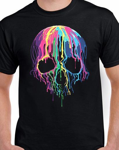 Badass Jewelry Melting Skull Men's Black T-shirt
