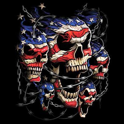 Badass Jewelry Patriotic Skulls Men's Black T-shirt