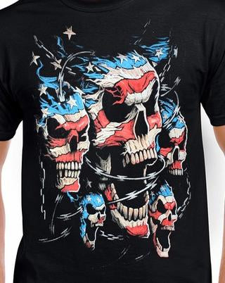 Badass Jewelry Patriotic Skulls Men's Black T-shirt