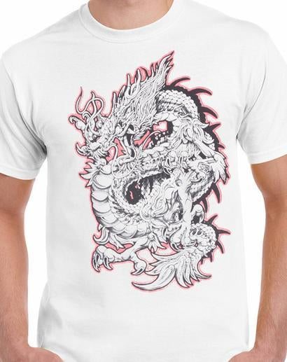Badass Jewelry Red & Silver Dragon Men's White T-shirt