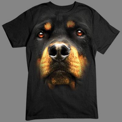 Badass Jewelry Rottweiler Face Men's Black T-shirt