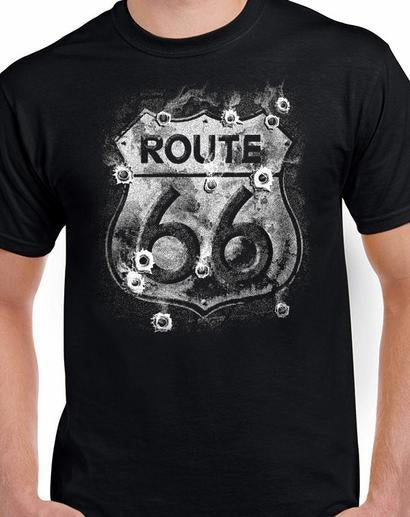 Badass Jewelry Route 66 Bullet Holes Men's Black T-shirt