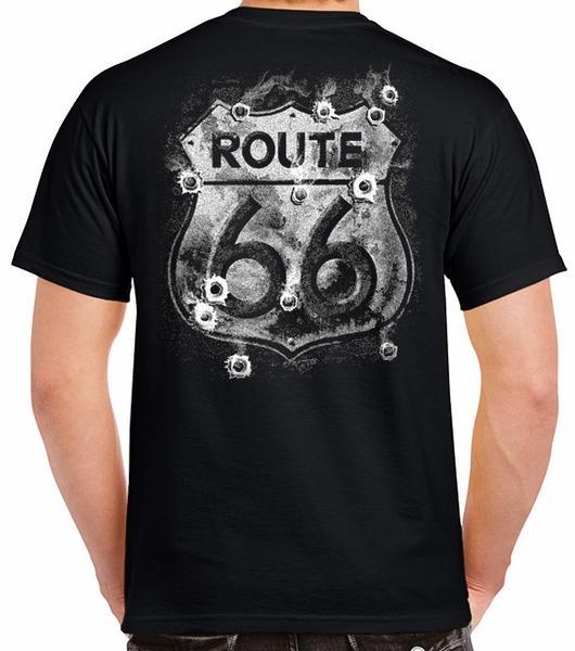 Badass Jewelry Route 66 Bullet Holes Men's Black T-shirt