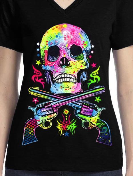 Badass Jewelry  Skull & Guns Ladies' Black T-shirt