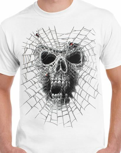 Badass Jewelry Spider Web Skull Men's White T-shirt