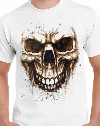 Badass Jewelry Stained Skull Men's White T-shirt