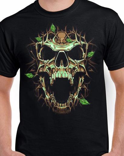 Badass Jewelry Thorn Skull Men's Black T-shirt