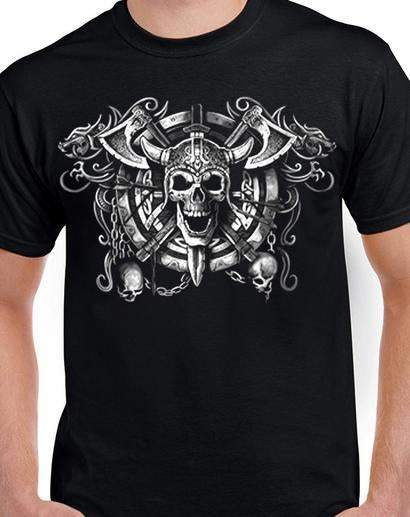 Badass Jewelry Viking Skull Men's Black T-shirt