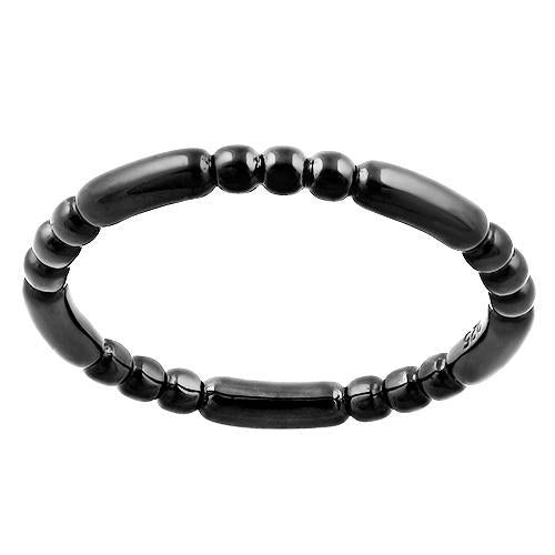 Black Rhodium Plated Stackable Bead and Bar Ring
