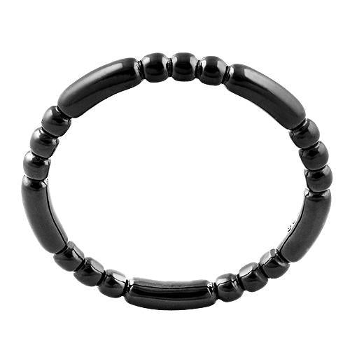 Black Rhodium Plated Stackable Bead and Bar Ring