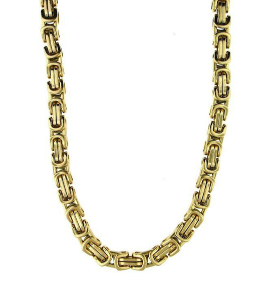 (2 Pc. Set) Gold Byzantine Bracelet & Necklace (Stainless Steel)