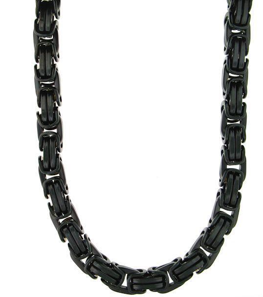 6-10mm Black Byzantine Necklace (Stainless Steel)