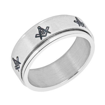 Stainless Steel Masonic Spinner Ring