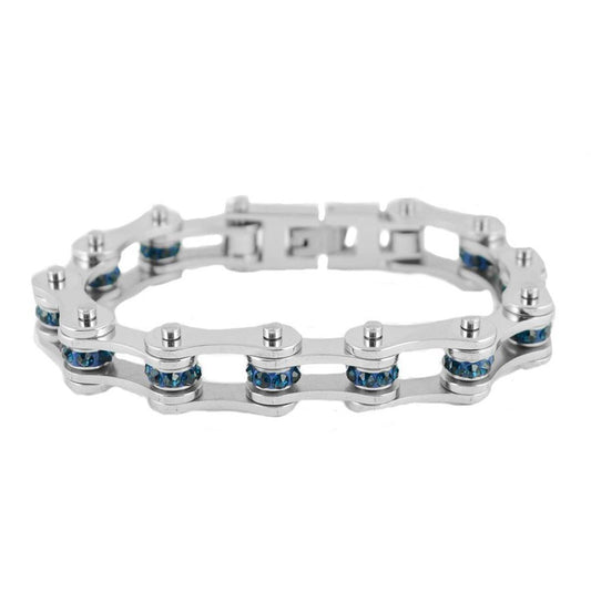 December 1/2" Wide Edition All Silver Blue Zircon Imitation Crystal Centers