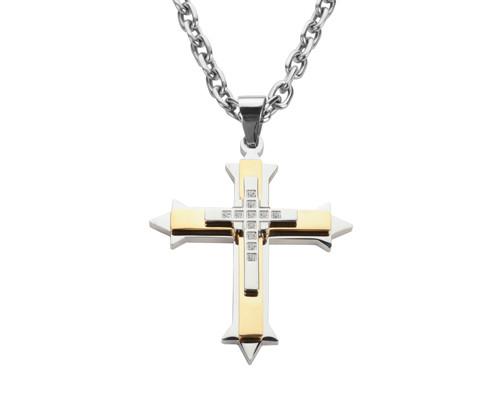 2.5" Triple Layer Cross 5 Millimeter Byzantine Necklace 26