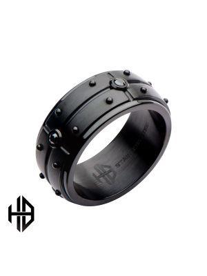 Hollis Bahringer Men's Stainless Steel Black IP with Black-A 2.5 Ring