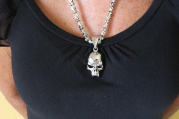 2 1/4" Tall with 26" Byzantine Link Chain Stainless Steel Motorcycle Jewelry