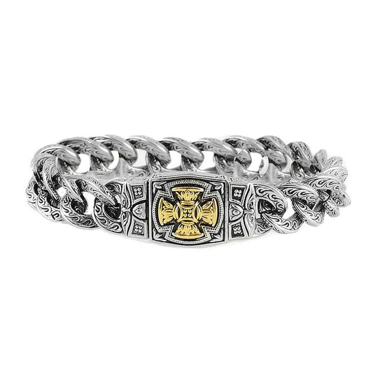 Unisex 18mm Florenzada Cross Bracelet Stainless Steel Religious Jewelry