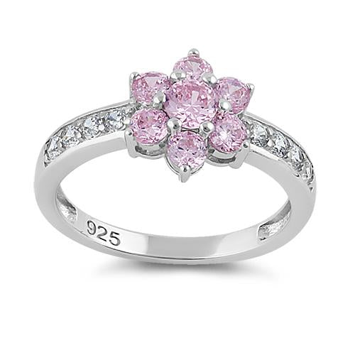 Sterling Silver Pink Plumeria Flower Ring