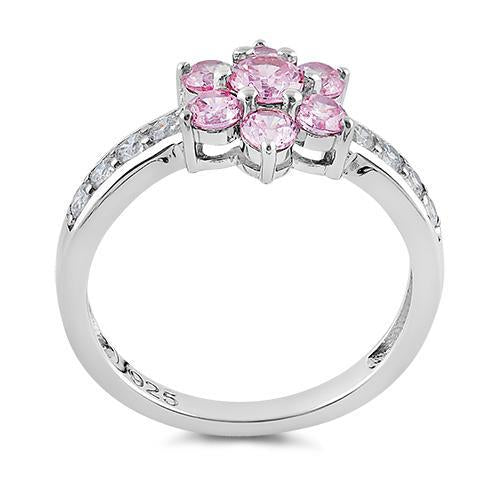 Sterling Silver Pink Plumeria Flower Ring