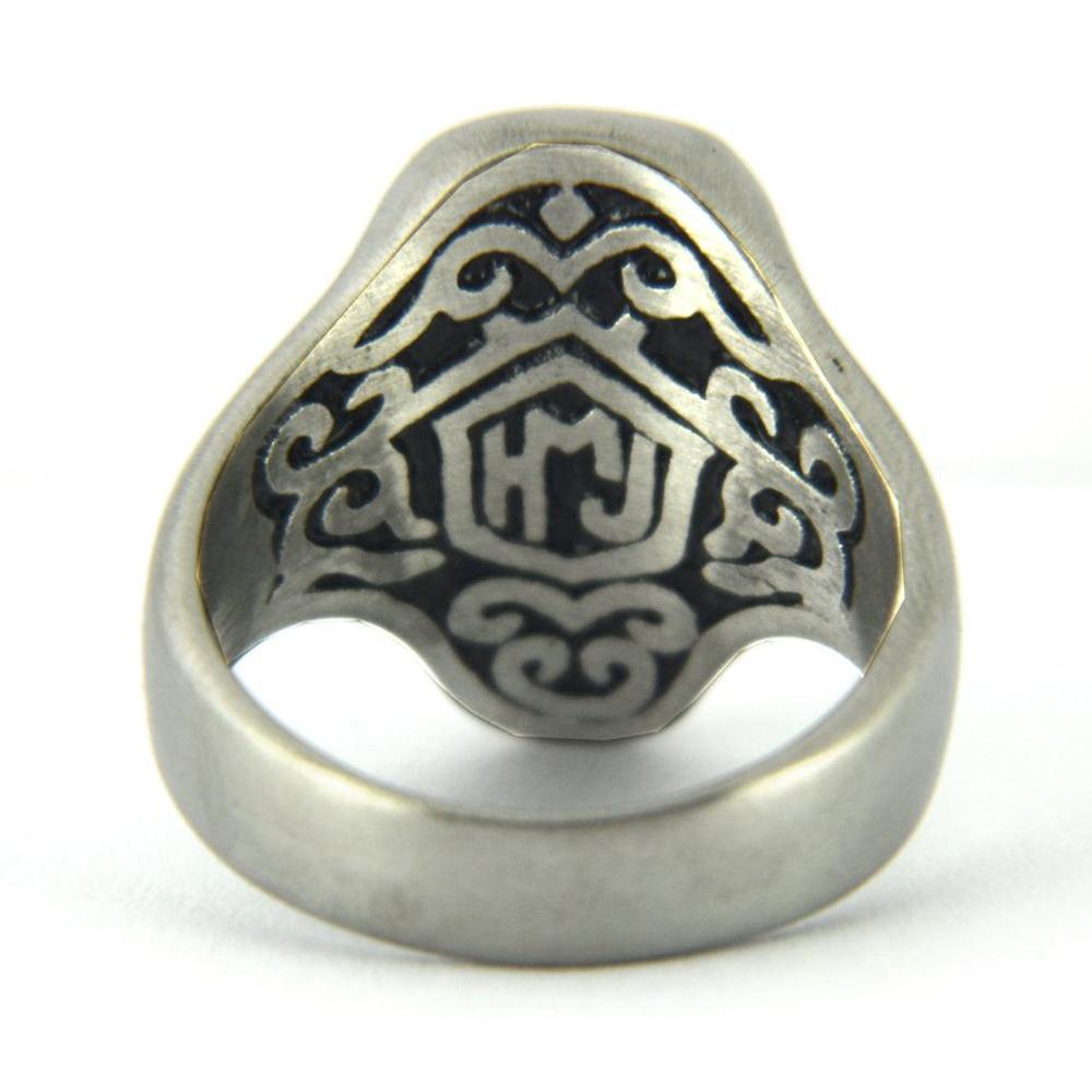 BRUSHED FINISH Ring Imitation Blue Sapphire Eyes Stainless Steel Solid Inside