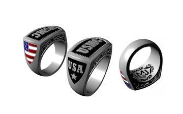Women's Or Men's USMC Ring Enameled American Flag  Stainless Steel Military Jewelry
