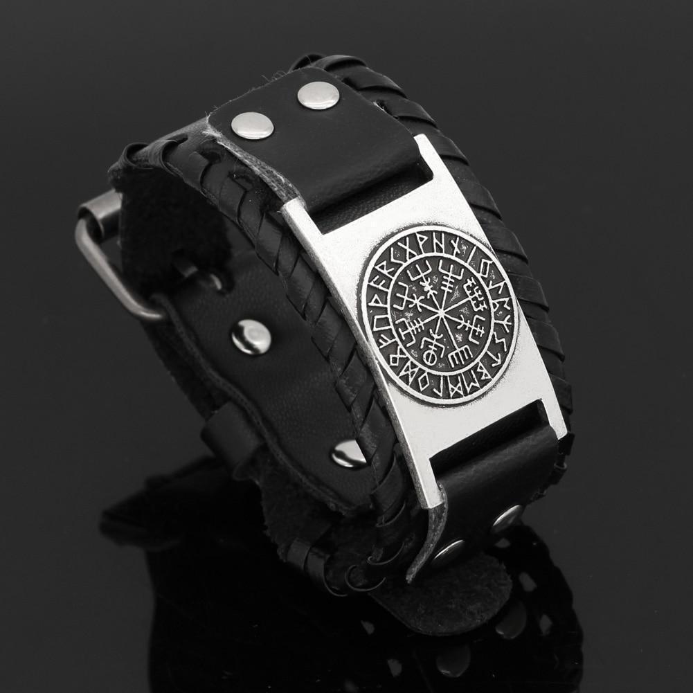 Vegvisir Viking Compass Leather Bracelet