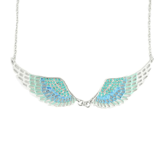Blue Painted Winged Necklace Blue Imitation Crystal