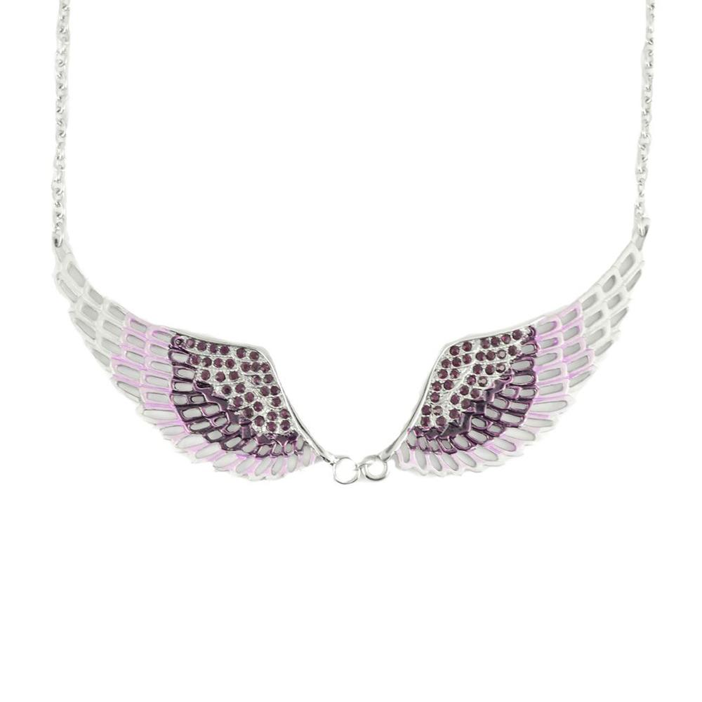 Purple Painted Winged Necklace Purple Imitation Crystal