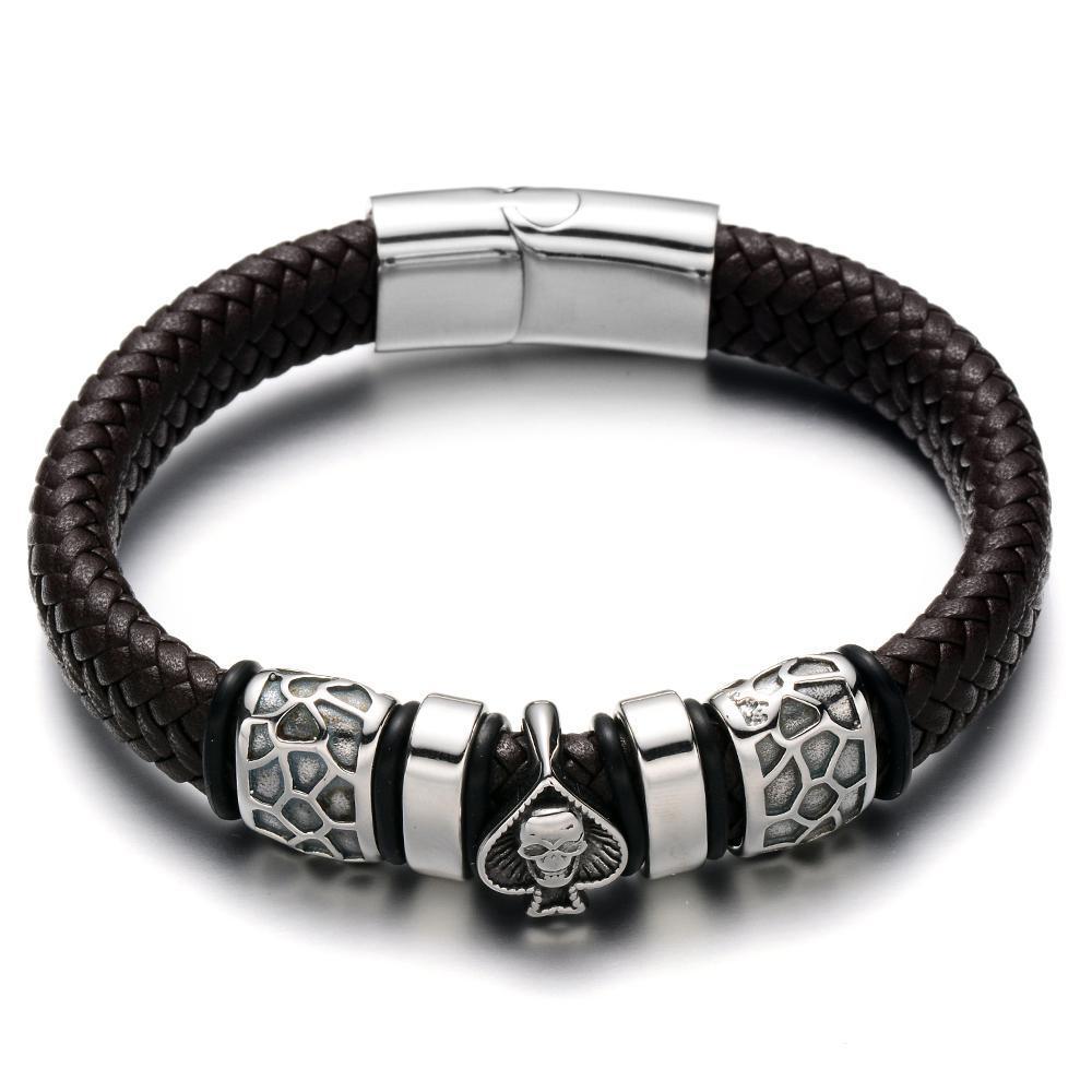 Fearless Spade Leather Bracelet