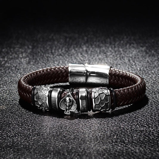 Fearless Spade Leather Bracelet