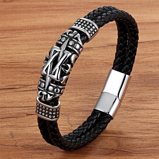 David's Star Leather Bracelet