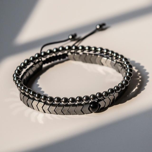 Chevere Hematite Bracelet Set 2pcs