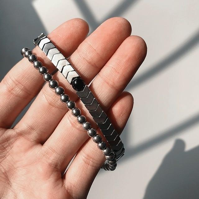 Chevere Hematite Bracelet Set 2pcs