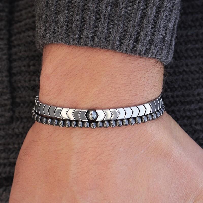 Chevere Hematite Bracelet Set 2pcs