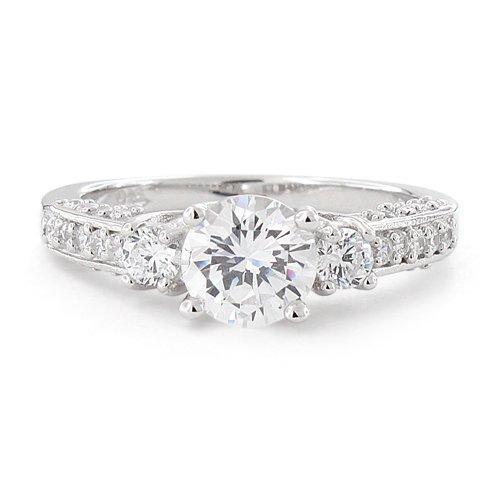 Sterling Silver Clear Round Cut Engagement CZ Ring