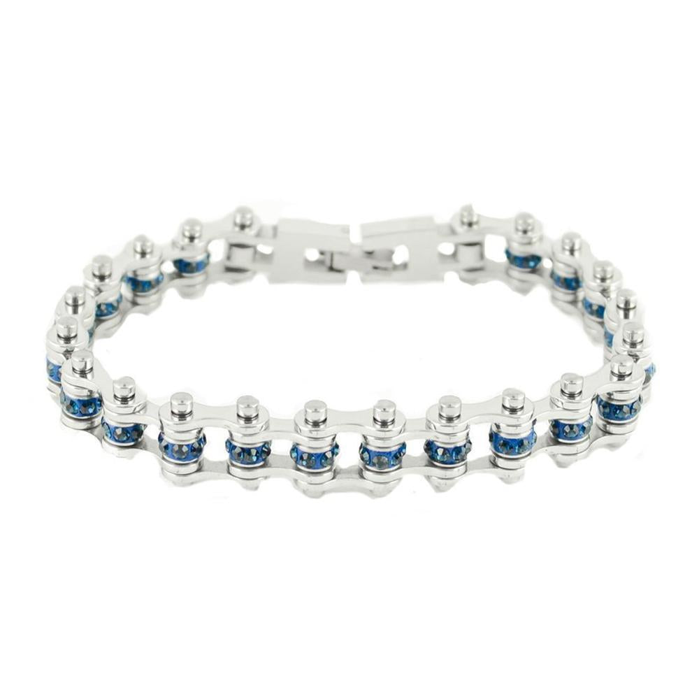 September Edition 3/8" Wide All Silver Blue Zircon Imitation Crystal Centers