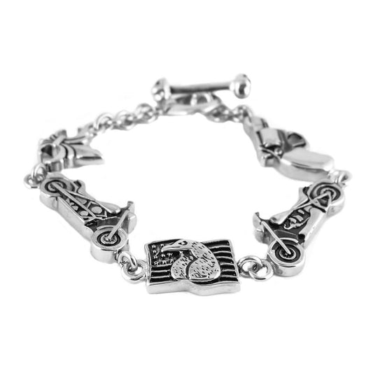 Flag Gun BikesGents' Bracelet  Stainless Steel Motorcycle Jewelry