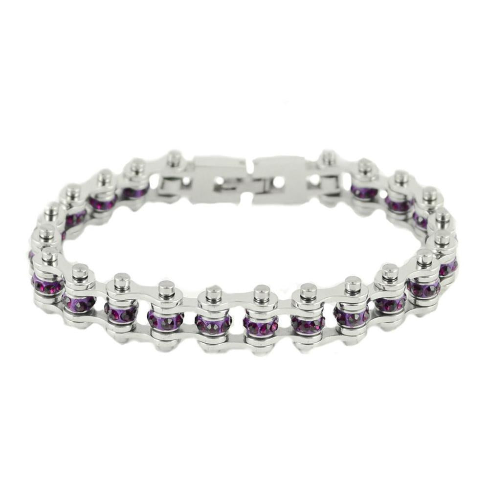 February Edition 3/8" Wide All Silver Amethyst Imitation Crystal Centers