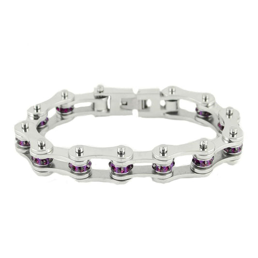 February Edition 1/2" Wide All Silver Amethyst Imitation Crystal Centers