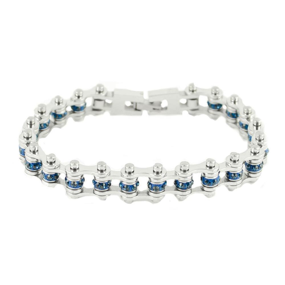 December Edition 3/8" Wide All Silver Blue Zircon Imitation Crystal Centers