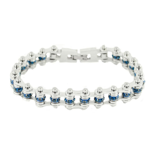 December Edition 3/8" Wide All Silver Blue Zircon Imitation Crystal Centers
