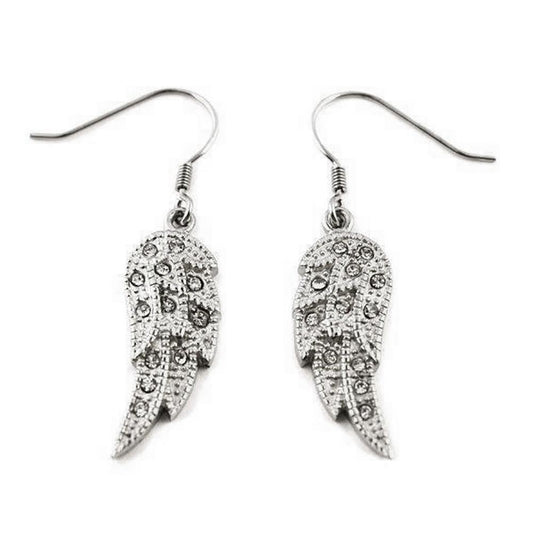 Wing Earrings Bling French Wire Or Leverback