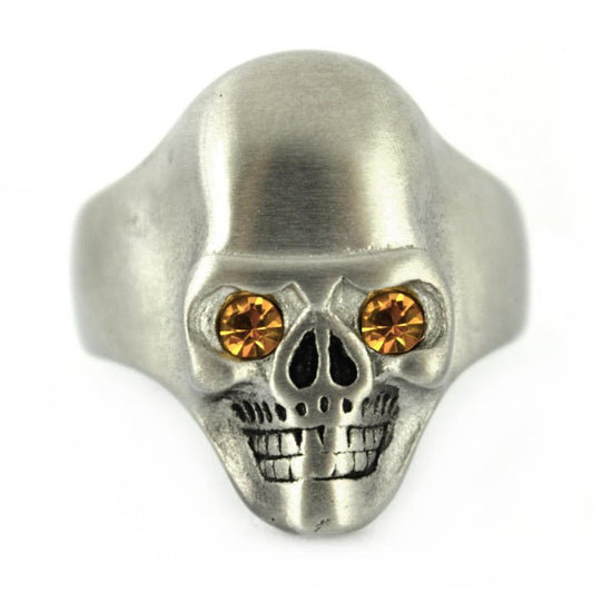 BRUSHED FINISH Ring Imitation Topaz Eyes Stainless Steel Solid Inside