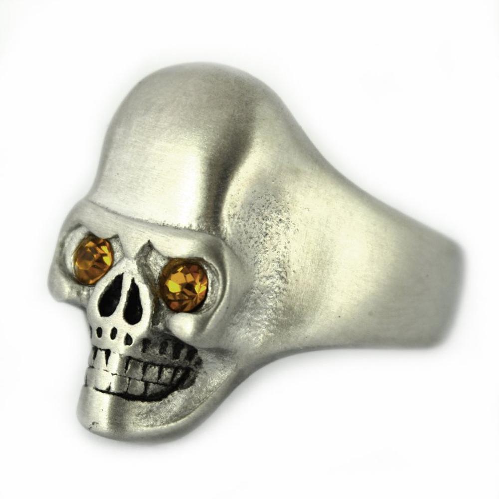 BRUSHED FINISH Ring Imitation Topaz Eyes Stainless Steel Solid Inside