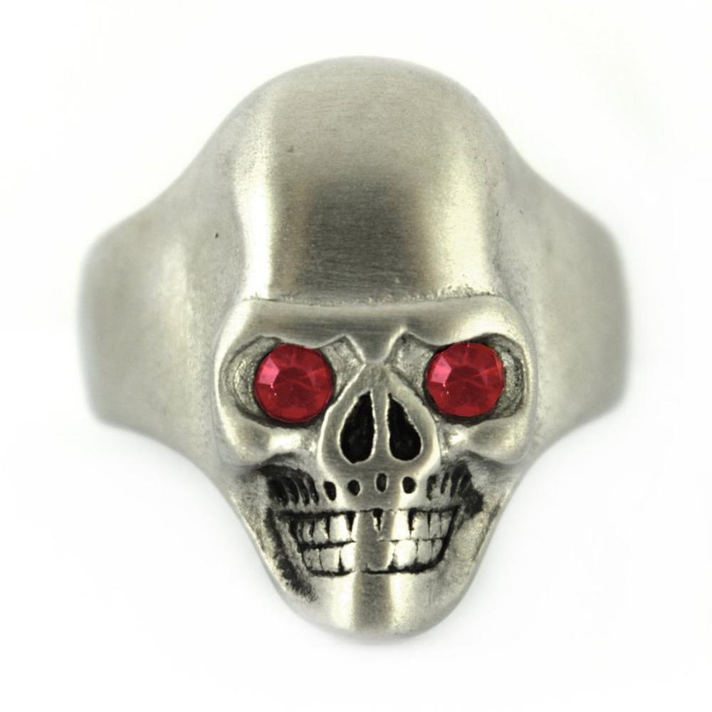 Brushed Finish Ring Imitation Ruby Stone Eyes Solid Inside