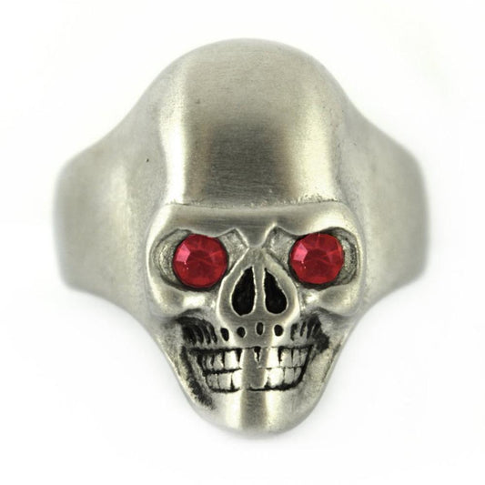 Brushed Finish Ring Imitation Ruby Stone Eyes Solid Inside