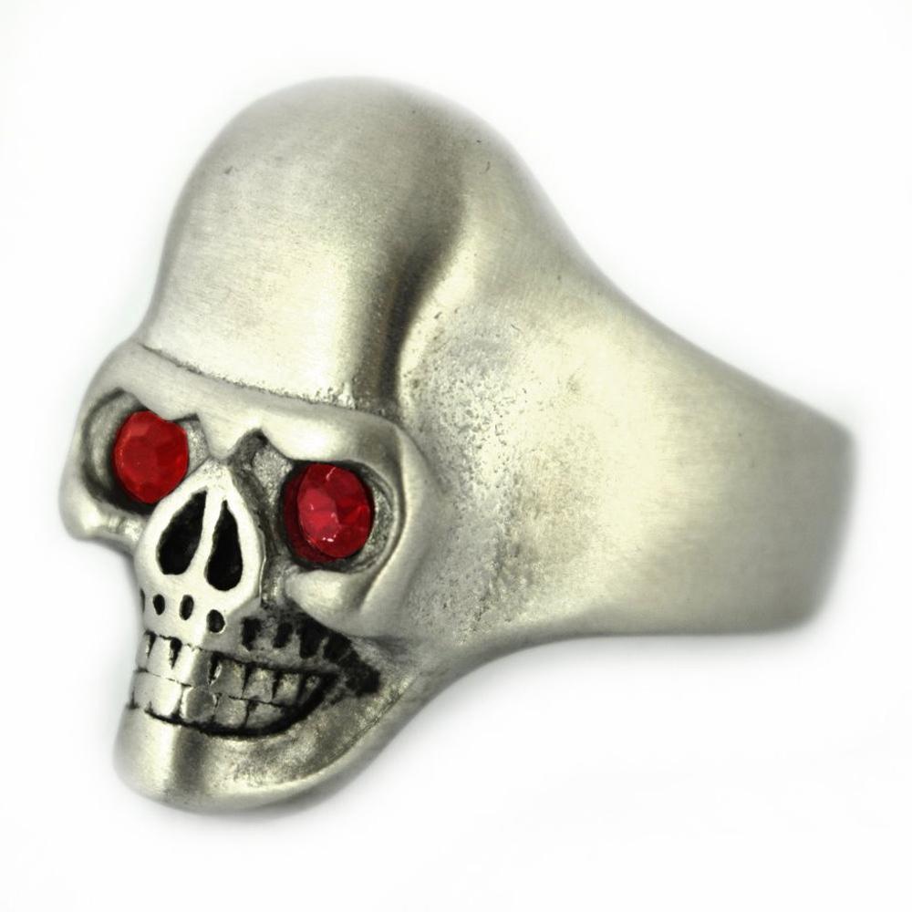 Brushed Finish Ring Imitation Ruby Stone Eyes Solid Inside