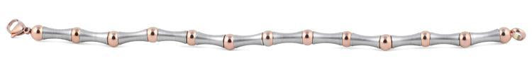 Stainless Steel and Rose Gold Plated Steel Bead and Bar Bracelet