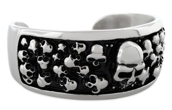 Stainless Steel Multiple Skull Bangle Bracelet